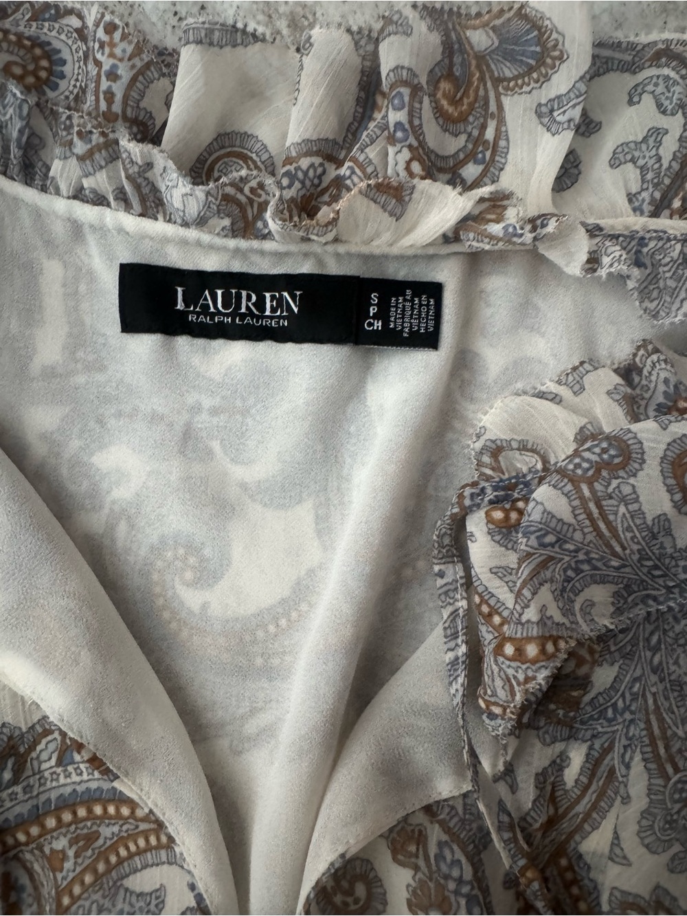 Ralph Lauren Cream and Tan Paisley Tiered Maxi Skirt and matching top set - Picture 5 of 5